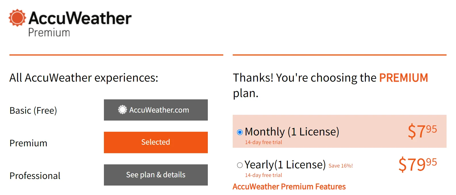 accuweather premium plans