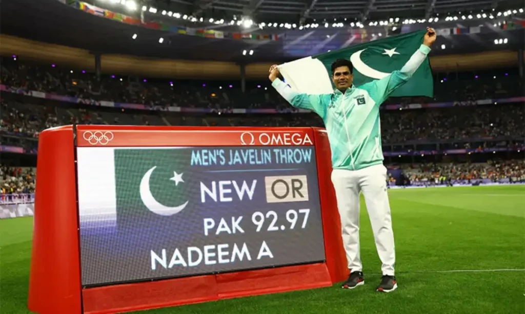 arshad nadeem after gold medal win in paris